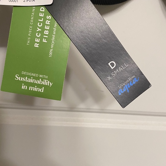 La Vie en Rose BLACK RIB Recycled Fibers D Cup Bralette Bikini Top - Picture 7 of 10